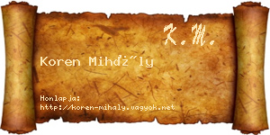 Koren Mihály névjegykártya