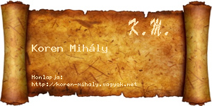 Koren Mihály névjegykártya